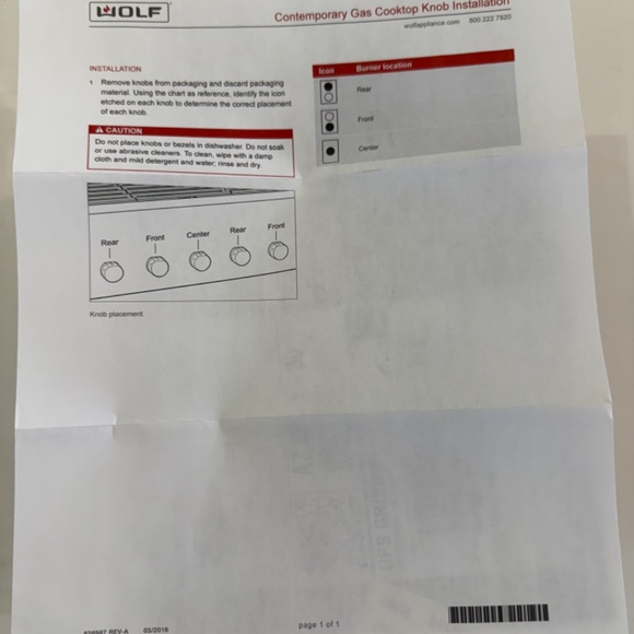 NEW Wolf Stainless Steel Knobs Factory SET OF 5 #826986 for Sub Zero Gas Cooktop - Picture 6 of 7